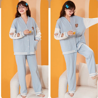 Couples Matching Breathable Bear Pajamas Set