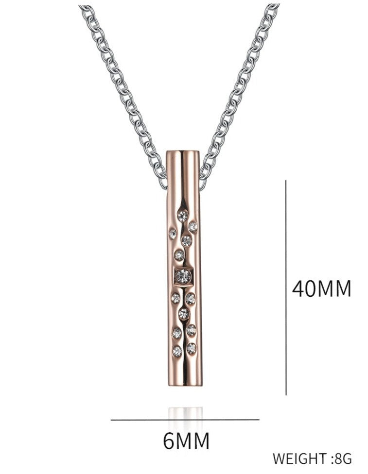 Engraved Vertical Bar Unisex Pendant Necklace