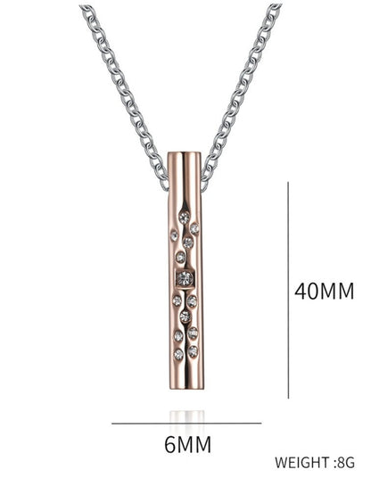 Engraved Vertical Bar Unisex Pendant Necklace