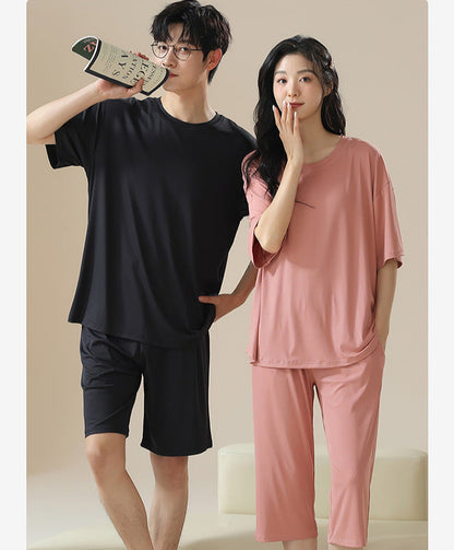 Comfy Pullover Couple Pajamas - Short Sleeve Summer