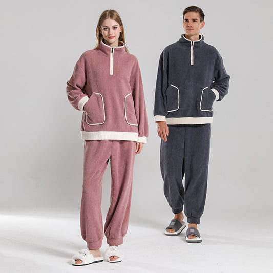 100% Thickened Polyester Winter Pajamas Set