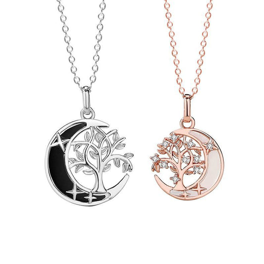 His Hers Matching Moon Couple Necklaces Set