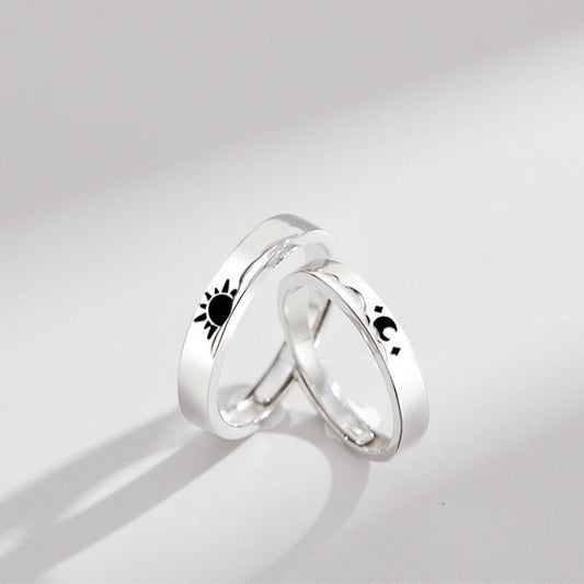 Engravable Sun and Moon Matching Rings for Couples