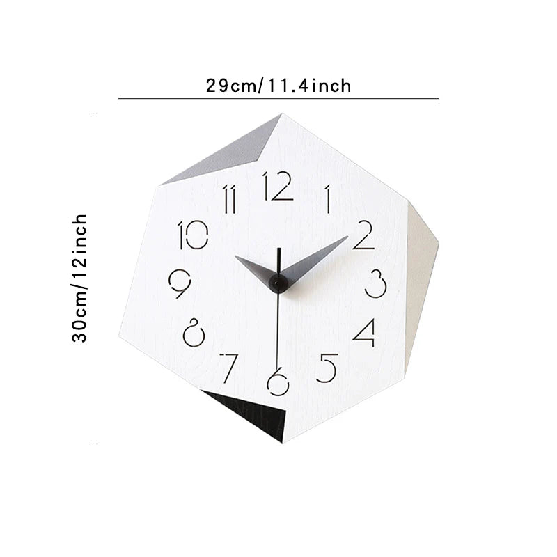 Creative Shaped Silent Wall Décor Clock – Unique Acrylic & Wood Design