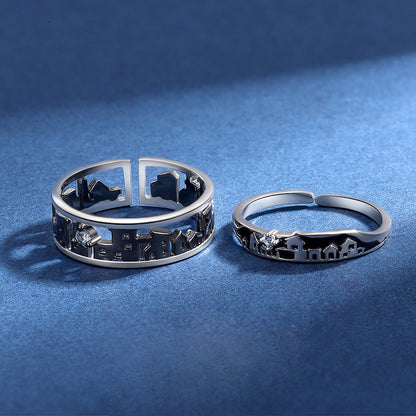 Custom Cities Distance Relationship Rings for Couples