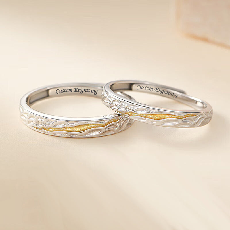 Personalized Matching Silver Rings Set His and Hers