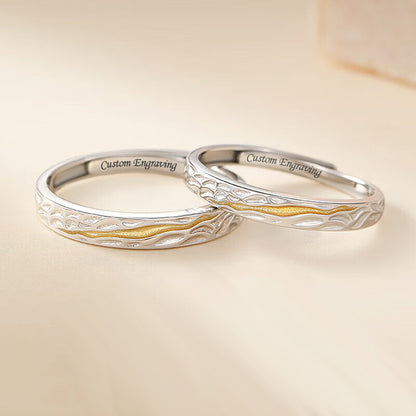 Personalized Matching Silver Rings Set His and Hers