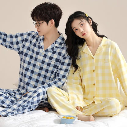 Pure Cotton Checkered Pajamas Set for Couples