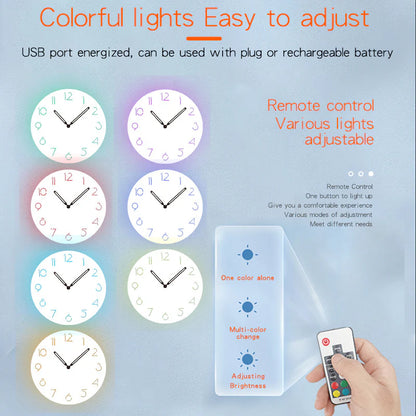 Atmospheric LED Light Silent Wall Décor Clock – Modern Minimalist with Remote Control