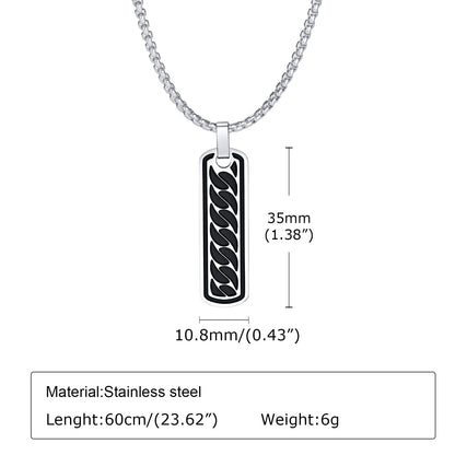 Engravable Bar Pendant Necklace for Men