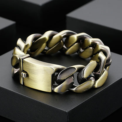 Brushed Bronze Style Mens Bracelet 22cm