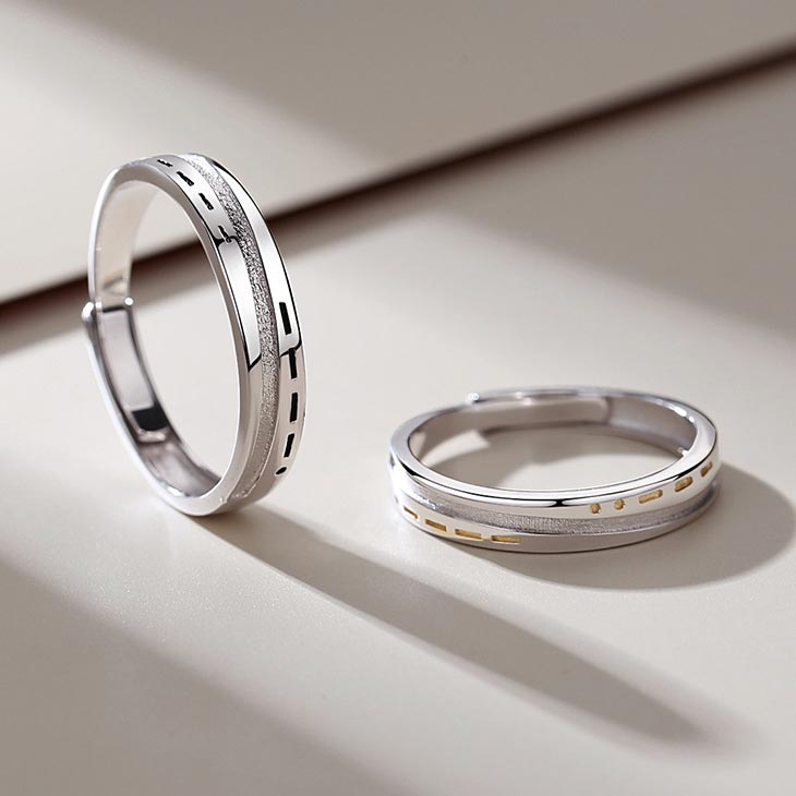 Custom Morse Code Wedding Bands for 2