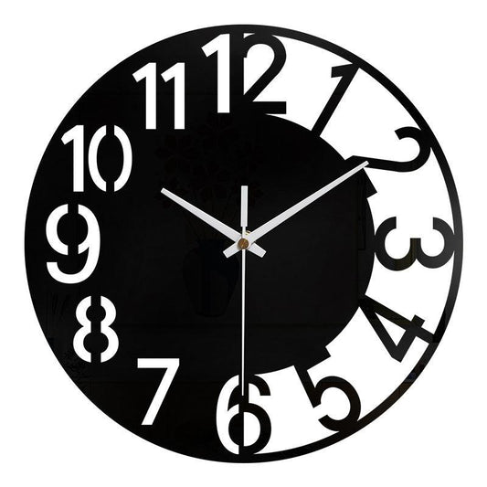 Big Numerals Silent Wall Clock — 12" Modern MDF (Black)