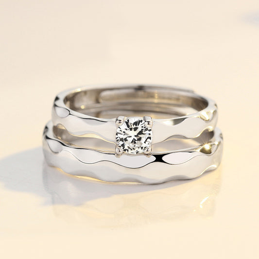 Matching Couples Promise Rings Sets with Engraving Adjustable Size