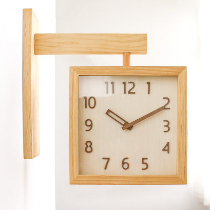 Wall Corner Two-Sided Wooden Analogue Wall Clock