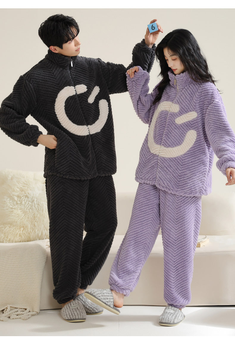 Couple Matching Nightwear Pajamas Set Pure Flannel