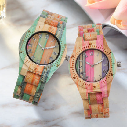 Matching Bamboo Quartz Couple Watch Set for Two