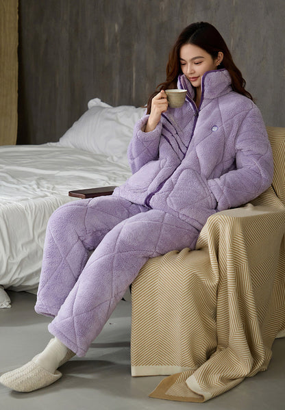 Ultra Warm Poyester Winter Pajamas Set for Couples