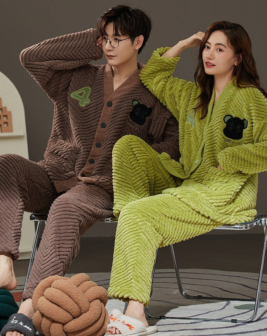 Matching Couples Pajamas Set Flannel Loungewear