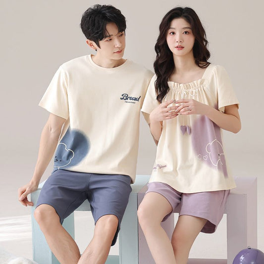 Whimsical "Bread Bear" Couple's Pajama Set