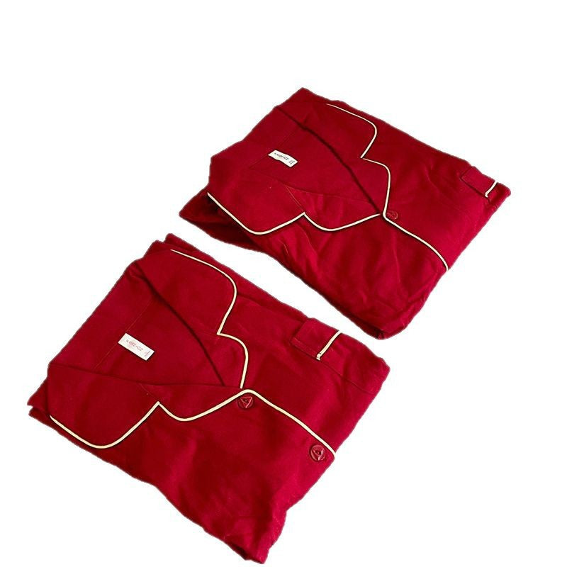 Classic Red Cotton Couple's Pajama Set