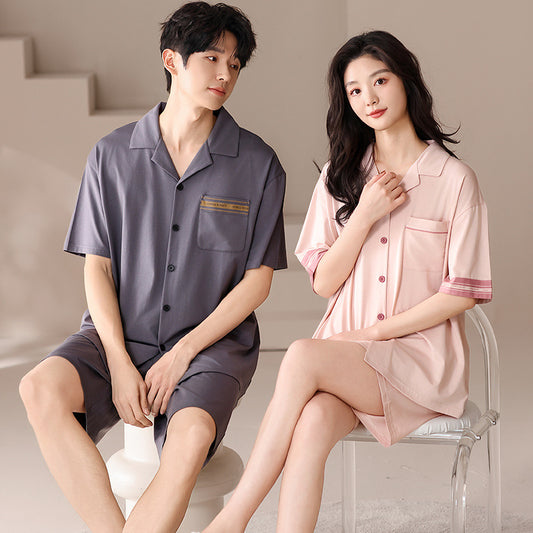 Soft Modal Couple Pajamas - Matching Short Sleeve Set