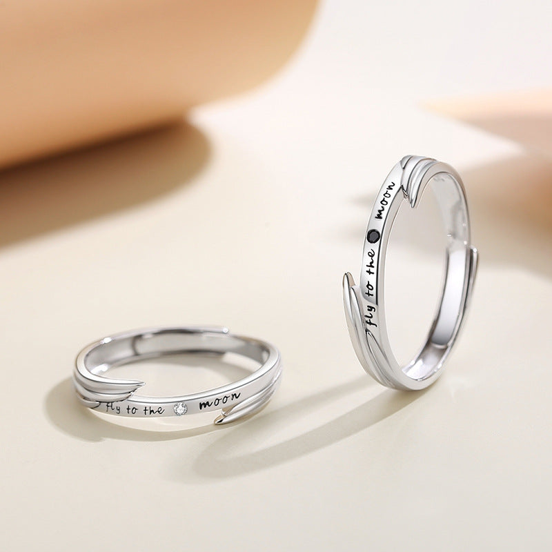 Fly to the Moon Matching Rings Set for Two