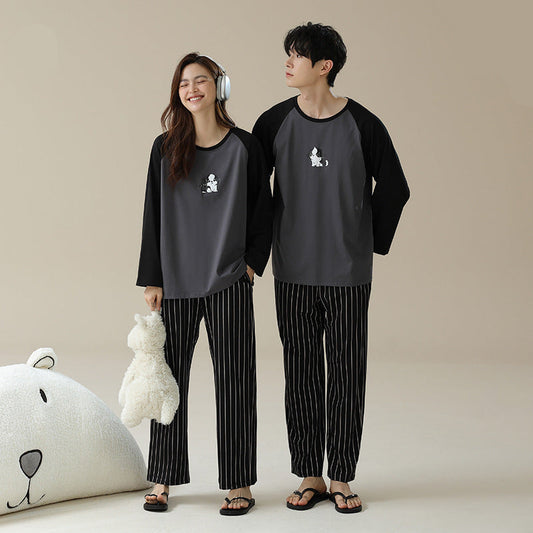 4-Piece Cute Puppy PJs/Loungewear Set for Couples