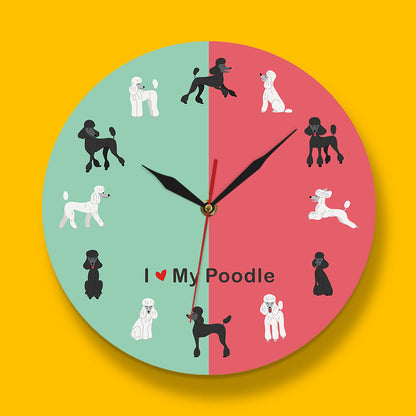 Wall Deco Silent Clock Gift for Poodle Lovers