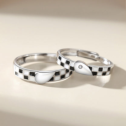Half Heart Engraved Wedding Rings for Men and Women