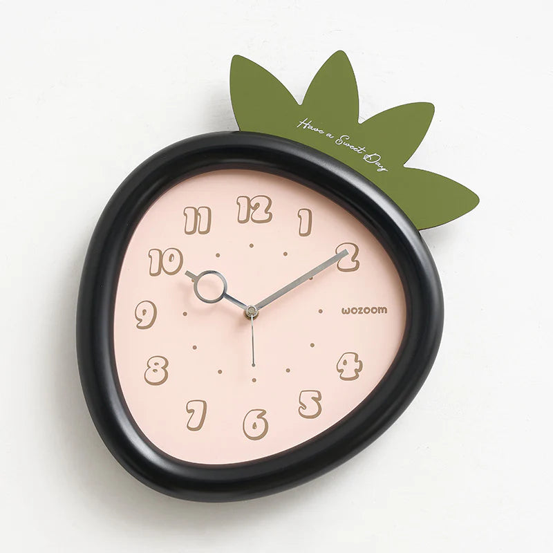Strawberry Kids Silent Wall Clock – Cute Non-Ticking