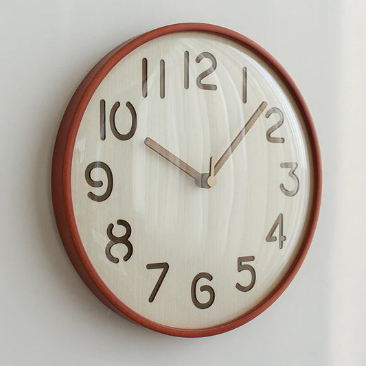 Nordic Silent Wall Clock – Solid Wood, 12" (Non-Ticking)