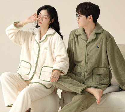 Thick Fleece Winter Pajamas Set for Couples