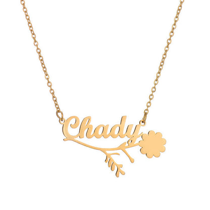 Floral Custom Name Necklace for Women