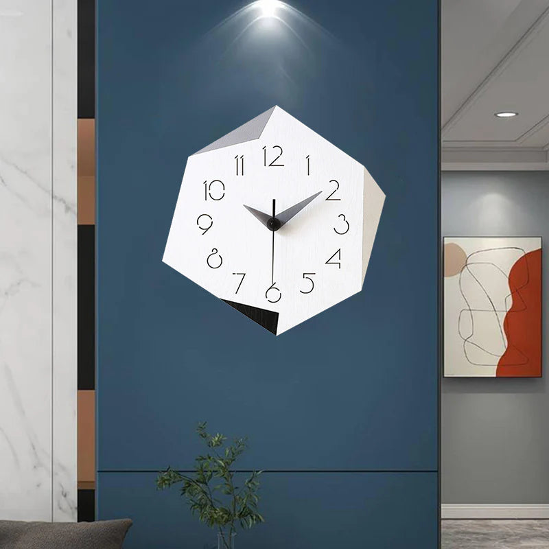 Creative Shaped Silent Wall Décor Clock – Unique Acrylic & Wood Design
