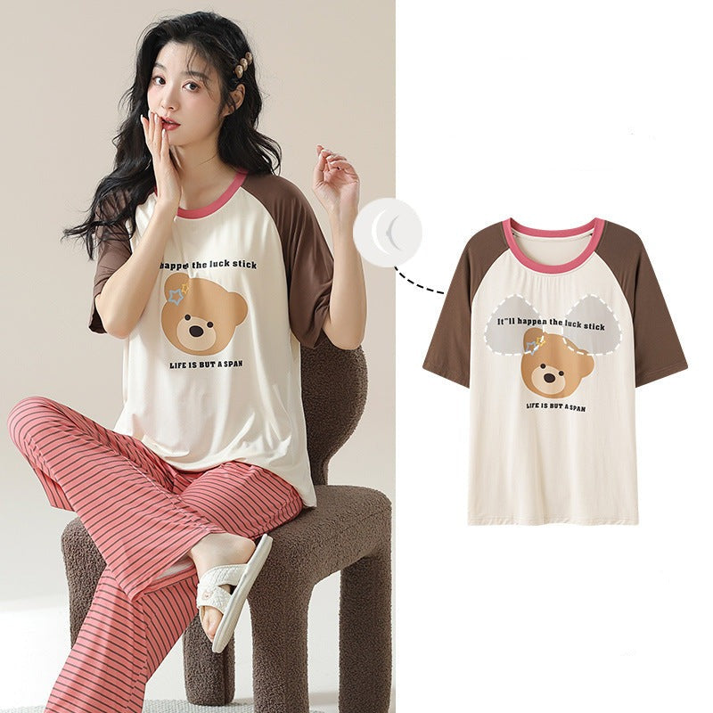 Cute Bear Cotton Pajamas Set for Women