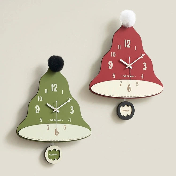 Christmas Bell Cute Analog Pendulum Wall Clock