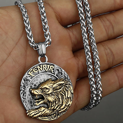 Mens Fenrir Wolf Style Thick Chain Necklace