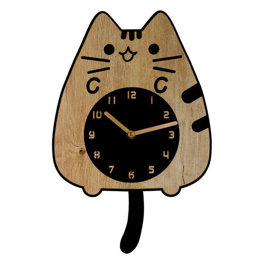 Hanging Tail Cat Silent Pendulum Clock – Playful & Charming Design