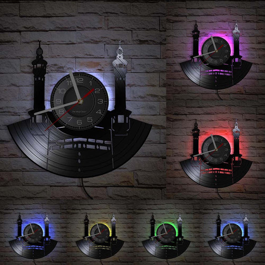 Qibla Shaped Islamic Style Wall Décor Silent Clock – Unique Vinyl Design