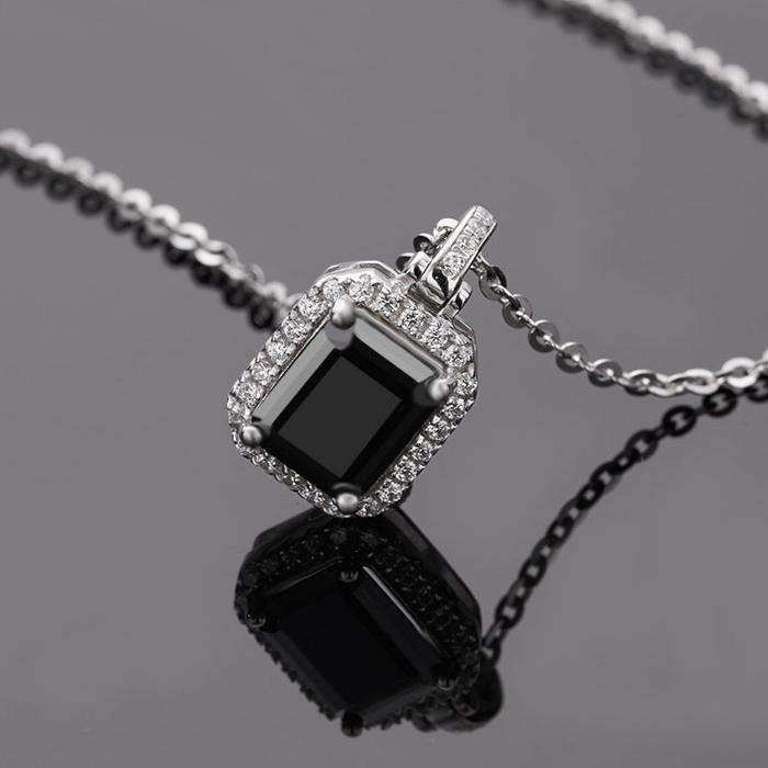 3 Carat Black Moissanite Diamond Necklace