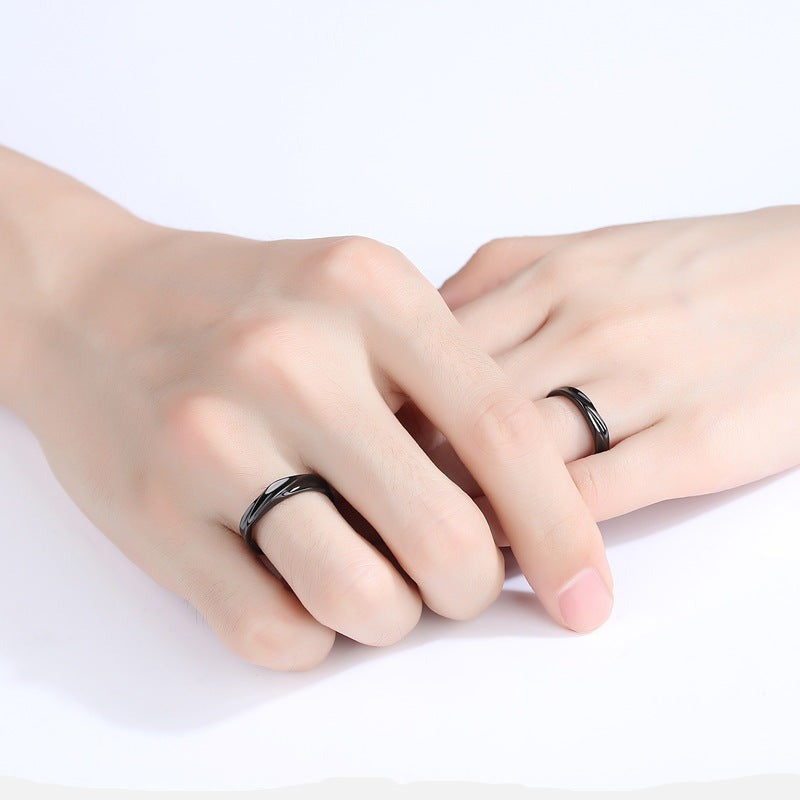 Personalized Black Mobius Rings Set for 2