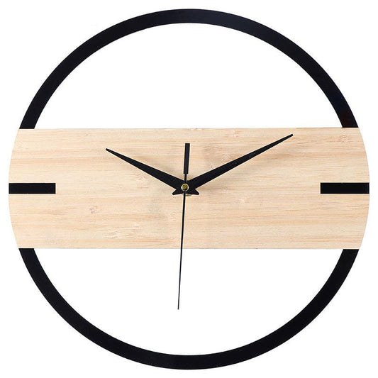 Minimalist Nordic Wall Clock — 12" Acrylic with Wood-Band Accent