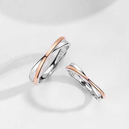 Engraved Mobius Promise Rings Set for Couples