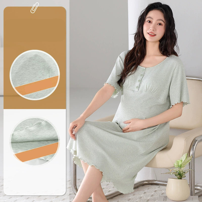 Padded Bra Long Shirt Maternity Sleepwear