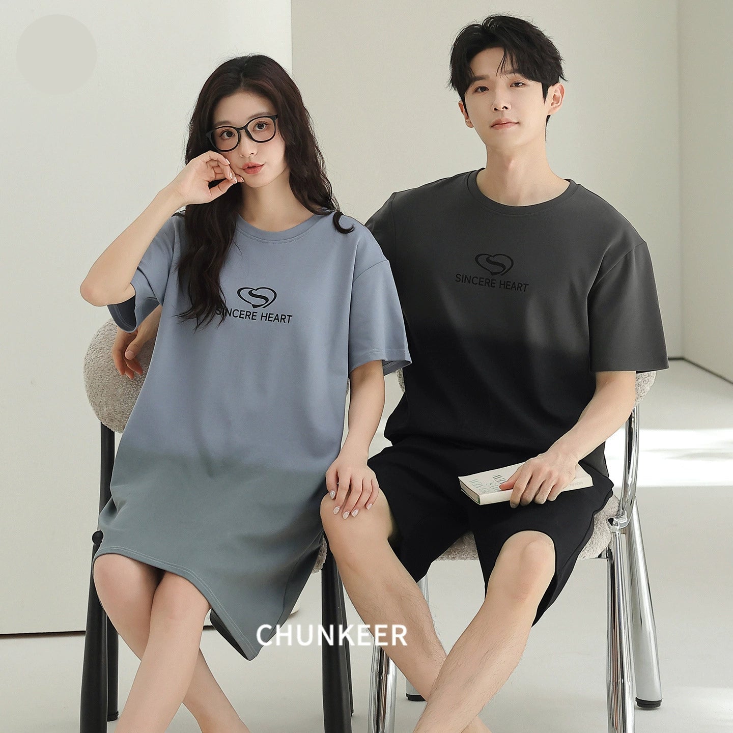 Minimalist Gradient Cotton Couple Sleepwear
