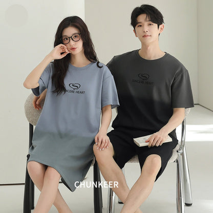 Minimalist Gradient Cotton Couple Sleepwear