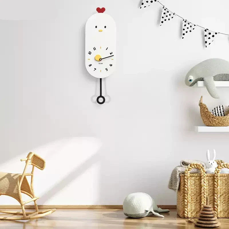 Cute Chicken Kids Bedroom Silent Wall Clock – Playful & Quiet Design