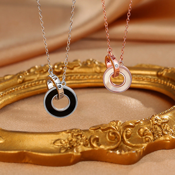 Engraved Matching Rings Couple Necklaces Set