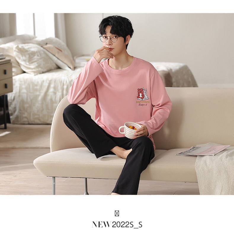 Playful Matching Couple Pajamas – Soft Cotton with Cute Embroidery by Gullei